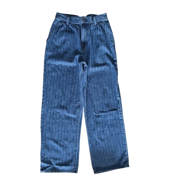 Madewell the perfect vintage wide leg jean pinstripe trouser pleated size 26 - Picture 1 of 8